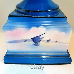 Vintage Dutch Delft Hand Painted Blue Porcelain Pedestal Tulip Urn / Vase, 12 in