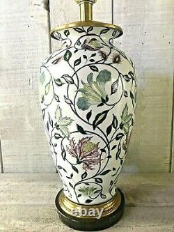 Vintage Frederick Cooper Hand Painted Porcelain Lamp Brass Crystal Final 16