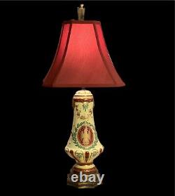 Vintage French Napoleonic Hand Painted Porcelain Lamp