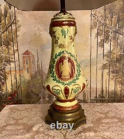 Vintage French Napoleonic Hand Painted Porcelain Lamp