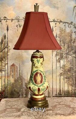 Vintage French Napoleonic Hand Painted Porcelain Lamp