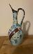 Vintage French Opaline Porcelain Draw Vase Pitcher Hand Painted Floral