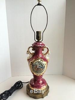 Vintage GEORGE & MARTHA WASHIGTON Porcelain Table Lamp, Handpainted & 24k Trim