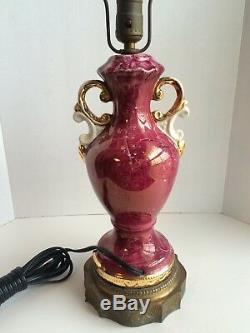 Vintage GEORGE & MARTHA WASHIGTON Porcelain Table Lamp, Handpainted & 24k Trim