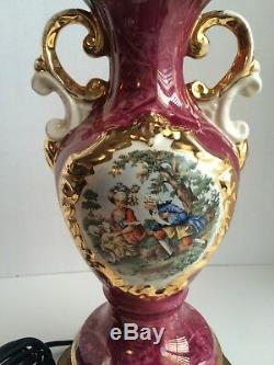 Vintage GEORGE & MARTHA WASHIGTON Porcelain Table Lamp, Handpainted & 24k Trim