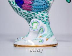 Vintage HEREND Hungary Green Fishnet Hand Painted Porcelain Rooster Figurine