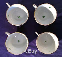 Vintage HEREND TEA CUPS & SAUCERS Set Rare HER34 Pattern, Hand Painted Porcelain