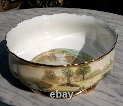 Vintage Hand Painted English Country Town Scene Porcelain BowlJ A BELL 9.75dia