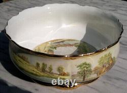 Vintage Hand Painted English Country Town Scene Porcelain BowlJ A BELL 9.75dia