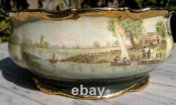 Vintage Hand Painted English Country Town Scene Porcelain BowlJ A BELL 9.75dia