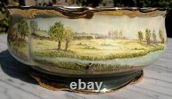 Vintage Hand Painted English Country Town Scene Porcelain BowlJ A BELL 9.75dia