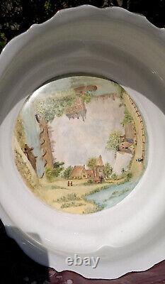 Vintage Hand Painted English Country Town Scene Porcelain BowlJ A BELL 9.75dia