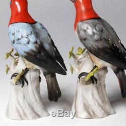 Vintage Hand Painted German Porcelain Near Pair Bird Figurines