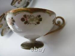 Vintage, Hand Painted, Japanese, Eggshell Porcelain Teacup and Saucer 4 Sets
