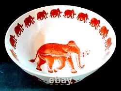 Vintage Hand Painted Japanese Porcelain Elephant Parade Console Centerpiece Bowl