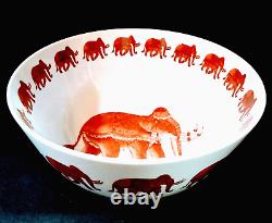 Vintage Hand Painted Japanese Porcelain Elephant Parade Console Centerpiece Bowl