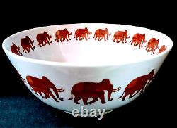 Vintage Hand Painted Japanese Porcelain Elephant Parade Console Centerpiece Bowl