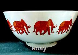 Vintage Hand Painted Japanese Porcelain Elephant Parade Console Centerpiece Bowl