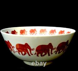 Vintage Hand Painted Japanese Porcelain Elephant Parade Console Centerpiece Bowl