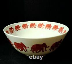 Vintage Hand Painted Japanese Porcelain Elephant Parade Console Centerpiece Bowl