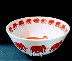 Vintage Hand Painted Japanese Porcelain Elephant Parade Console Centerpiece Bowl