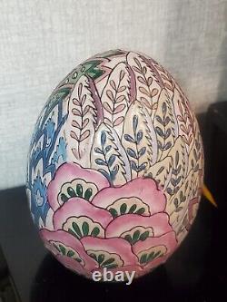 Vintage Hand Painted Porcelain Ceramic Egg