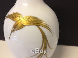 Vintage Heinrich & Co. Chiemsee German Porcelain Hand Painted Vase with Gold Bird