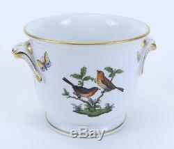 Vintage Herend Hungary Handpainted Porcelain Song Bird & Butterfly Cachepots