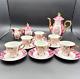 Vintage Japanese Porcelain Tea Set For 6 Pink & Gold, Hand-painted, 22-piece