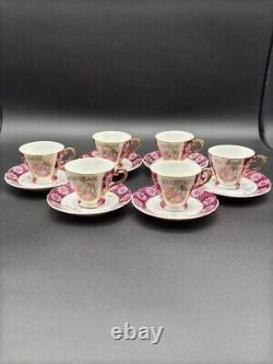 Vintage Japanese Porcelain Tea Set for 6 Pink & Gold, Hand-Painted, 22-Piece