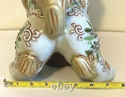 Vintage Kutani Foo Dog Statue Gilt Moriage Porcelain Japanese Shishi Guardian Li