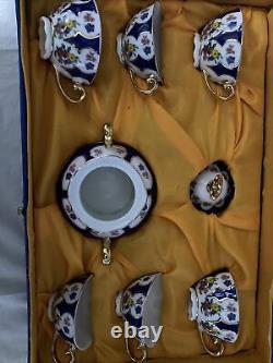 Vintage Limoges Hand Painted Expresso Coffee Cups And Saucers X6 And Sugar Box