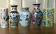 Vintage Lot 5 Small Chinese Export Porcelain Vases In Different Shape Hand Paint