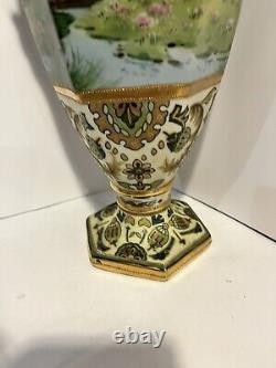 Vintage NIPPON Hand Painted Porcelain Gold Decorated Vase 15 Marked