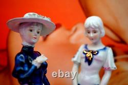 Vintage Pair of Porcelain Lady Figurines Hand Painted Edwardian Cemark