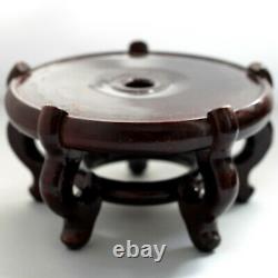 Vintage Palatial Satsuma Style Koi Fish Bowl Porcelain Planter & Rosewood Stand