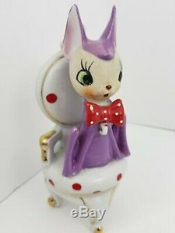 Vintage Purple Mama Doe Deer + 2 Baby Fawns Hand-Painted Porcelain Japan Tilso