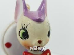 Vintage Purple Mama Doe Deer + 2 Baby Fawns Hand-Painted Porcelain Japan Tilso