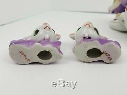 Vintage Purple Mama Doe Deer + 2 Baby Fawns Hand-Painted Porcelain Japan Tilso