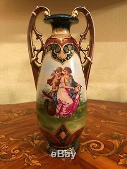 Vintage Royal Vienna style Victorian Handpainted Porcelain Vase