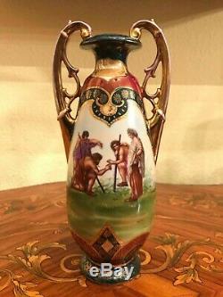 Vintage Royal Vienna style Victorian Handpainted Porcelain Vase