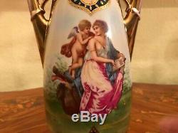 Vintage Royal Vienna style Victorian Handpainted Porcelain Vase