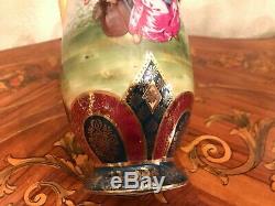 Vintage Royal Vienna style Victorian Handpainted Porcelain Vase