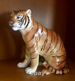 Vintage TILSO Tiger Hand Painted Porcelain Made in Japan 10 tall very rare