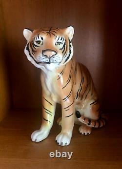 Vintage TILSO Tiger Hand Painted Porcelain Made in Japan 10 tall very rare