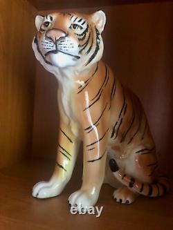 Vintage TILSO Tiger Hand Painted Porcelain Made in Japan 10 tall very rare