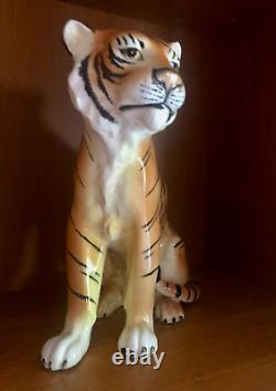 Vintage TILSO Tiger Hand Painted Porcelain Made in Japan 10 tall very rare