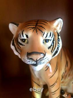 Vintage TILSO Tiger Hand Painted Porcelain Made in Japan 10 tall very rare