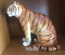 Vintage TILSO Tiger Hand Painted Porcelain Made in Japan 10 tall very rare