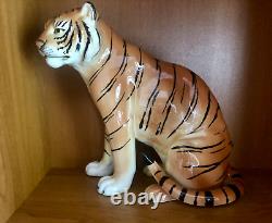 Vintage TILSO Tiger Hand Painted Porcelain Made in Japan 10 tall very rare